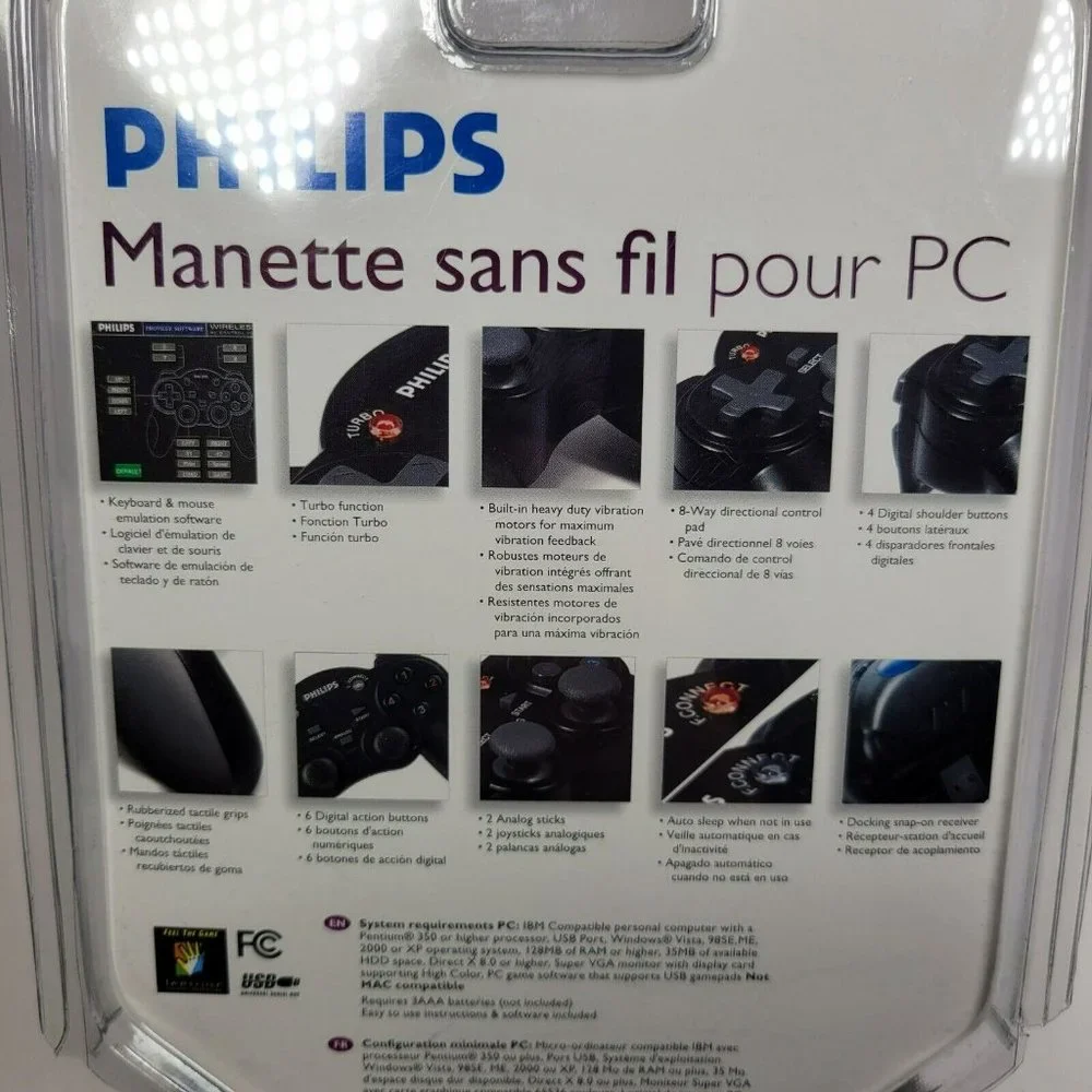 Philips Wireless Analog PC Gaming Controller w/ Docking Receiver NEW SEALED